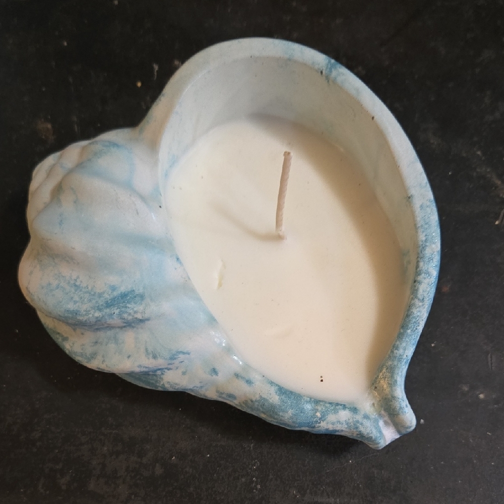 Blue and White Shell-Shaped Candle